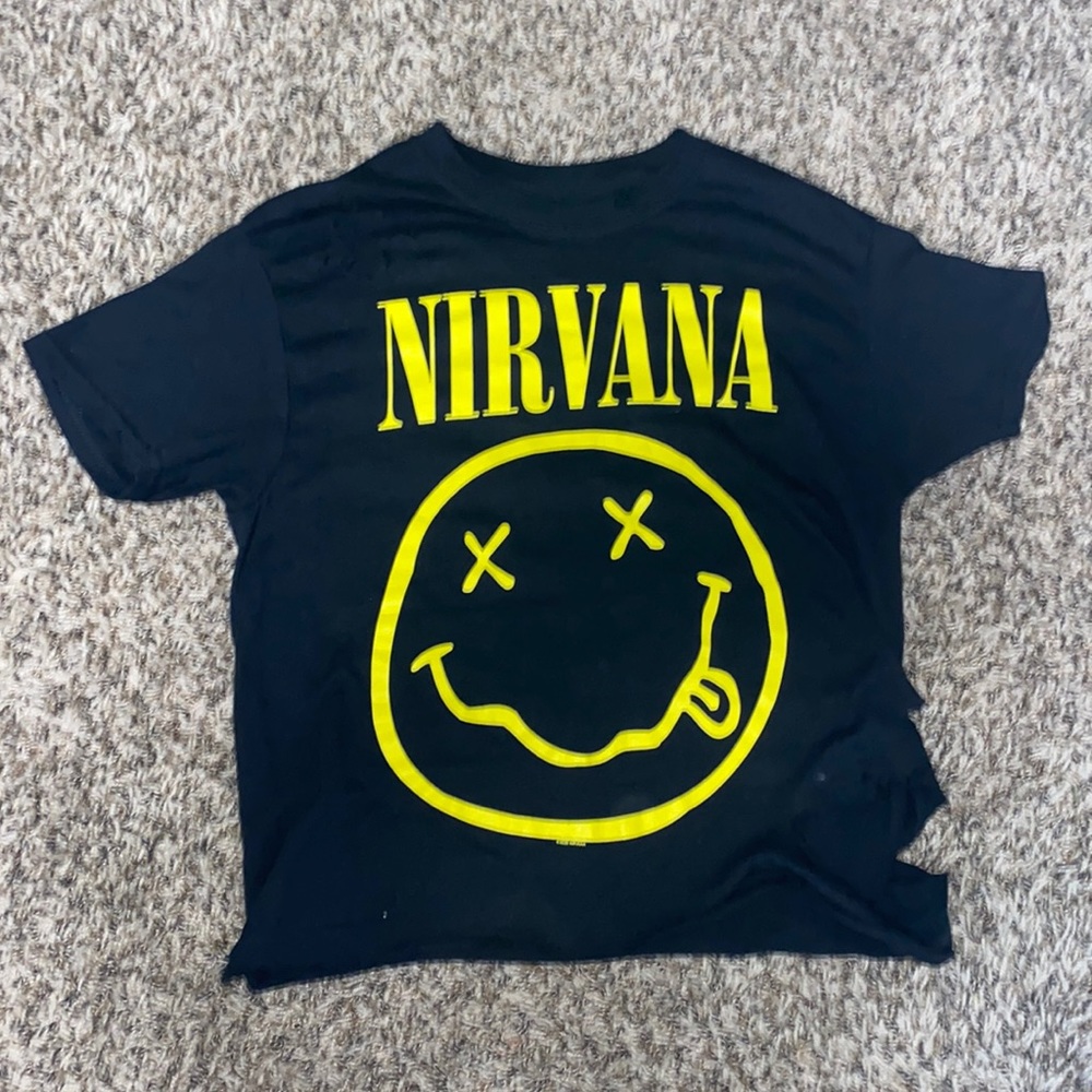 Nirvana black ripped tee. Size is an S